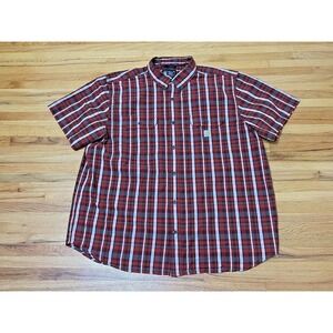 Carhartt Utility ButtonUp Shirt Men's 2XL Red Plaid Loose Fit Button Down Collar